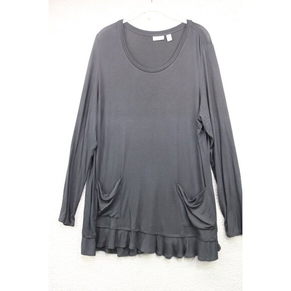 LOGO by Lori Goldstein Black Viscose Tunic-Size XL-Pockets-Soft - Picture 1 of 11